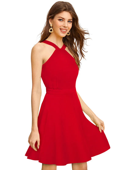 V-Neck Sleeveless Fit & Flare Dress