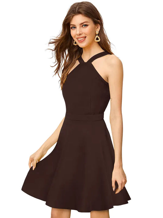 V-Neck Sleeveless Fit & Flare Dress