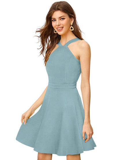 V-Neck Sleeveless Fit & Flare Dress