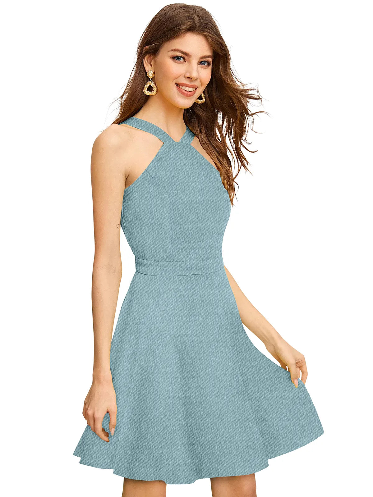 V-Neck Sleeveless Fit & Flare Dress
