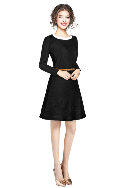 Solid Black Above Knee Dress