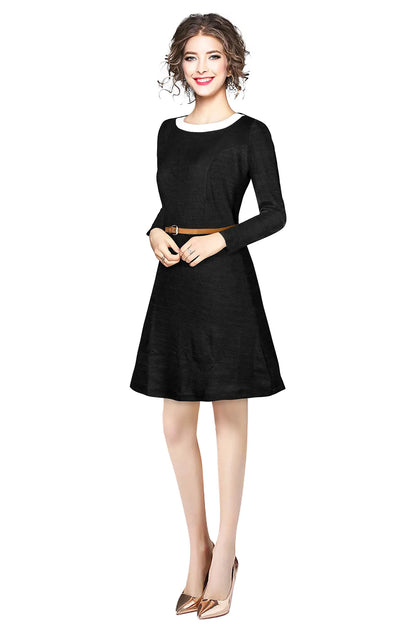 Solid Black Above Knee Dress