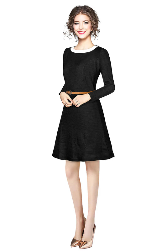 Solid Black Above Knee Dress