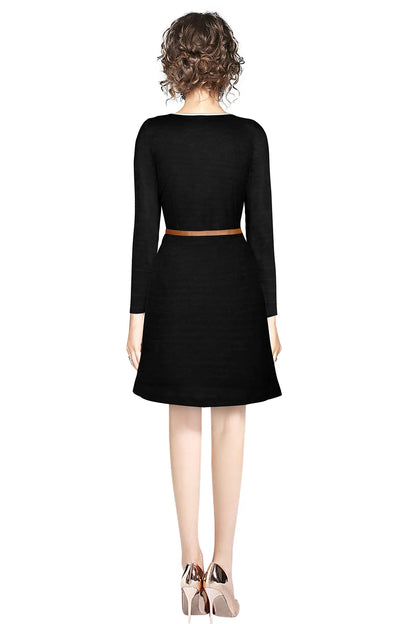 Solid Black Above Knee Dress