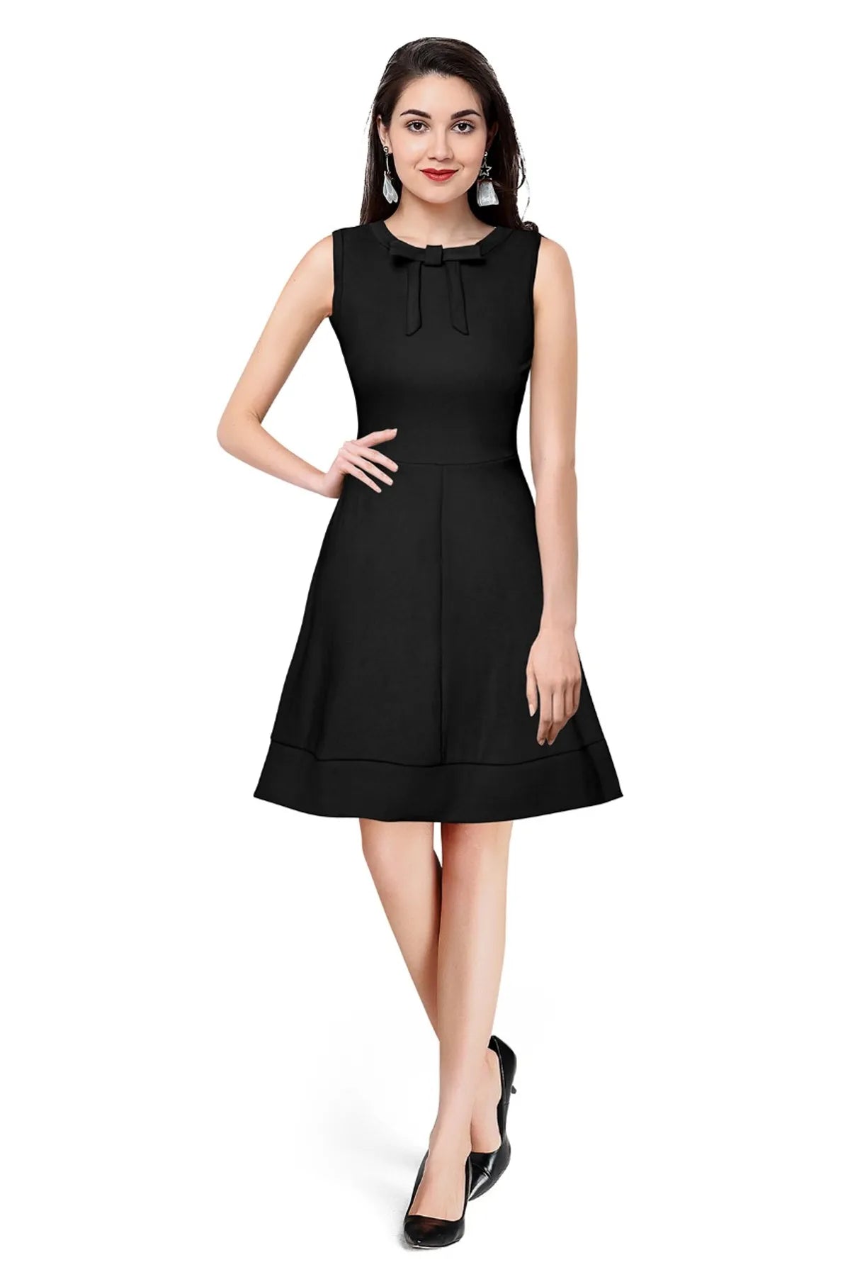 Women Fit & Flare Dress with Round Neck