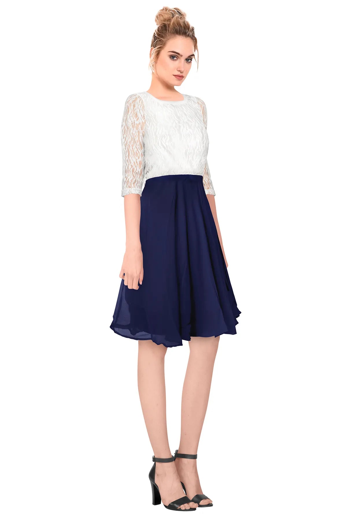 Women Fit and Flare Blue Dress