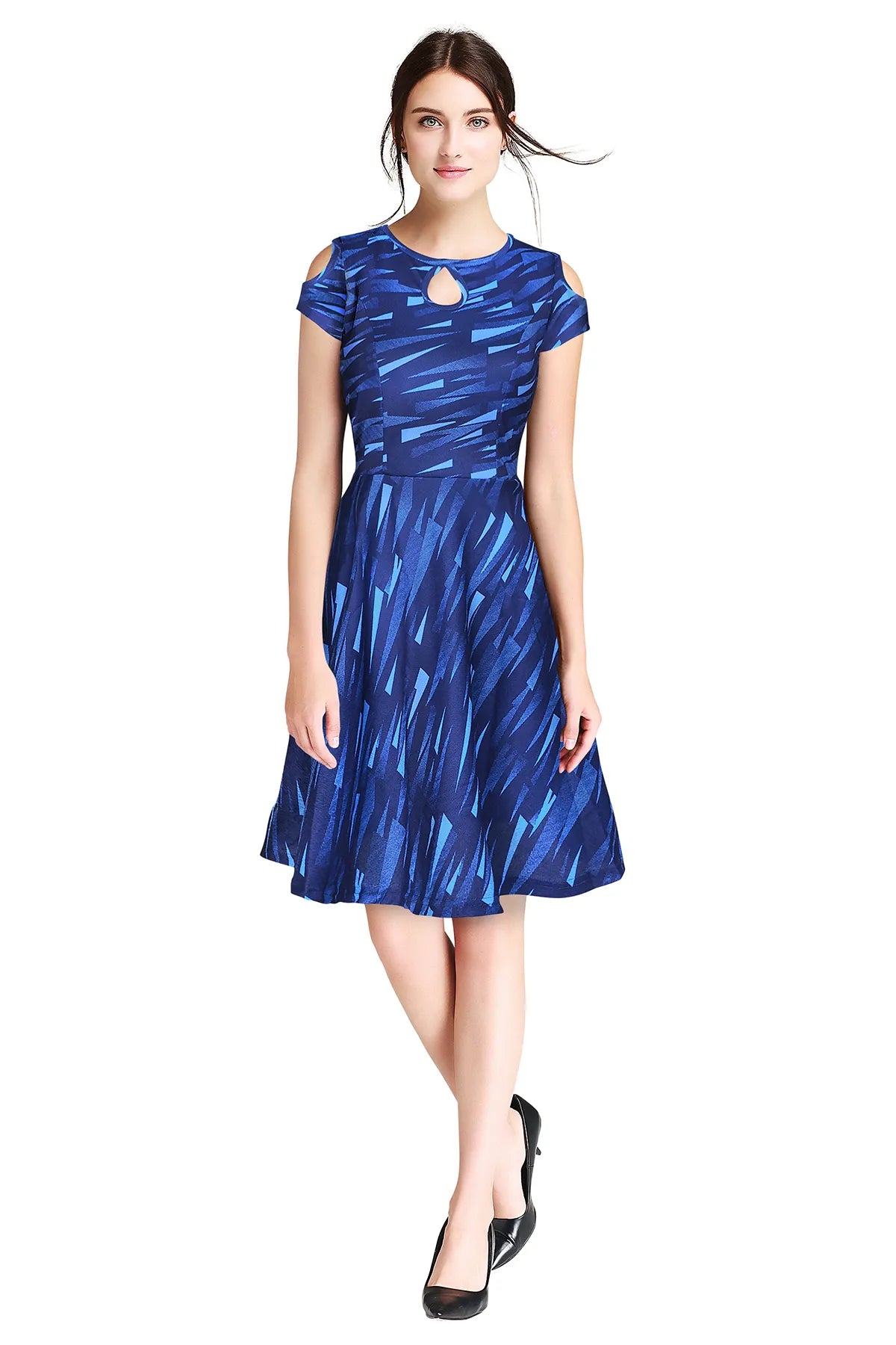 Blue Geometric Print Dress