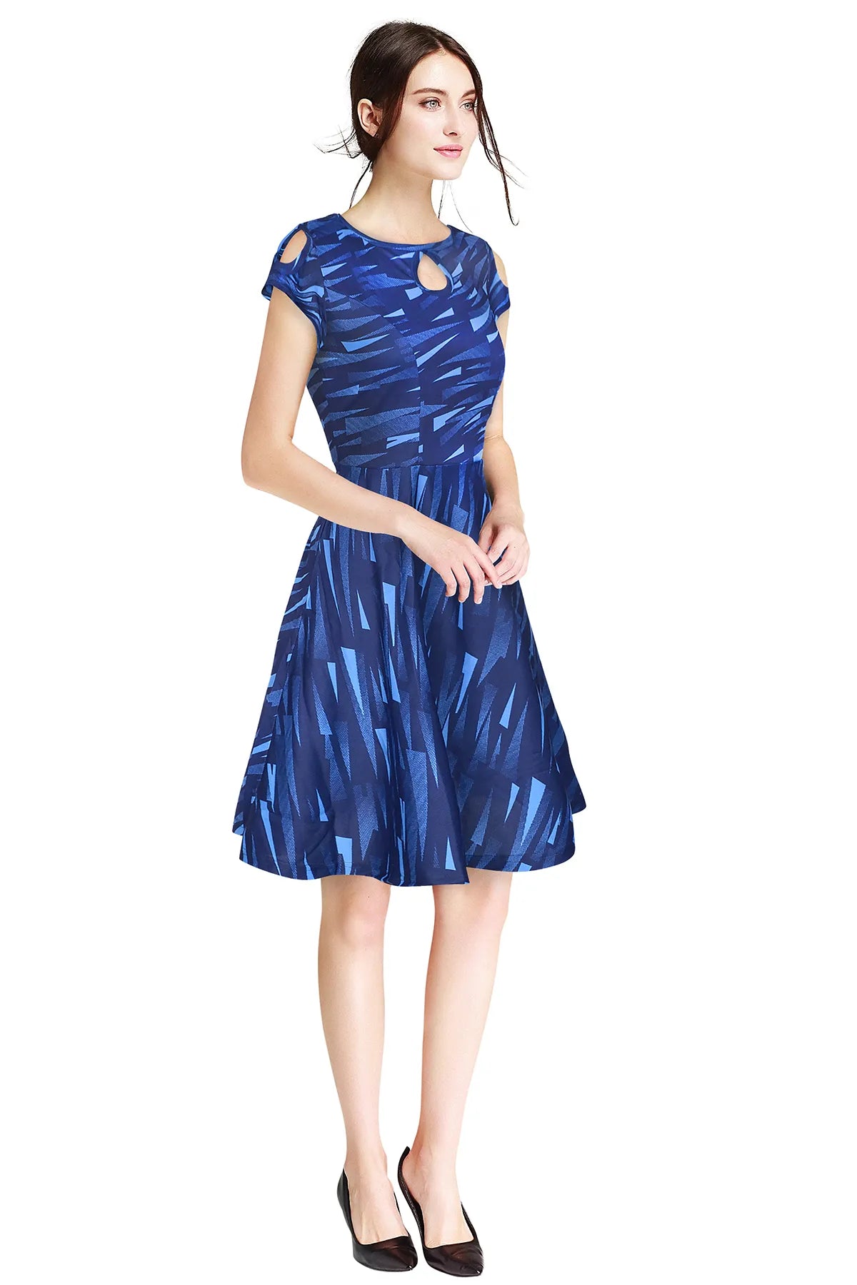 Blue Geometric Print Dress