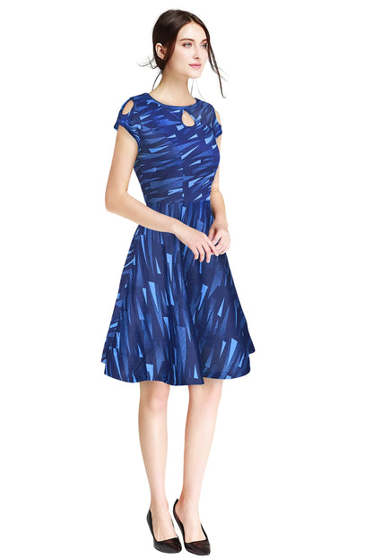 Blue Geometric Print Dress