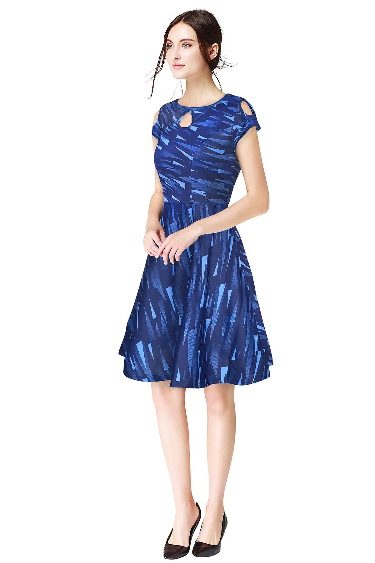 Blue Geometric Print Dress