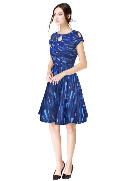 Blue Geometric Print Dress