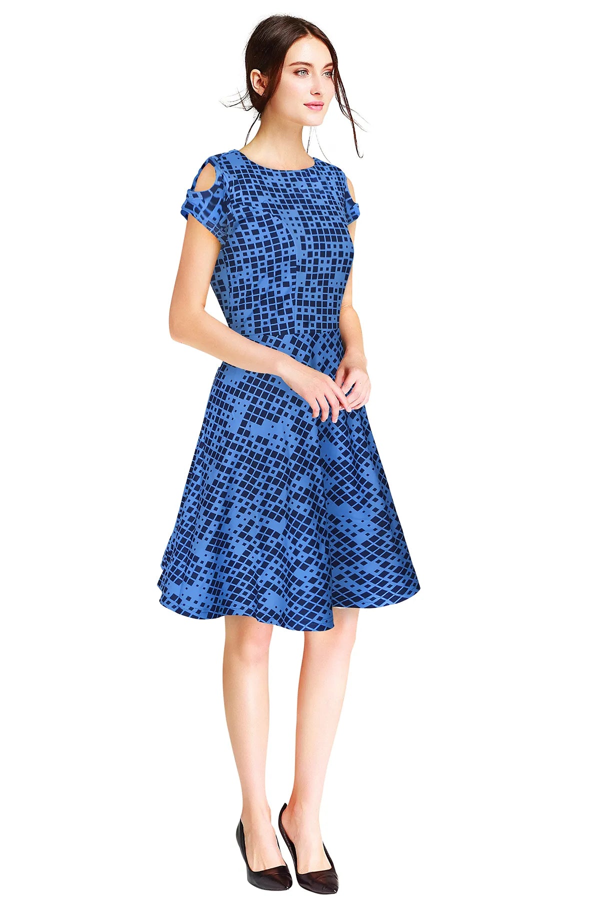 Fine Touch Crepe Blue Printed Western Drees for Women