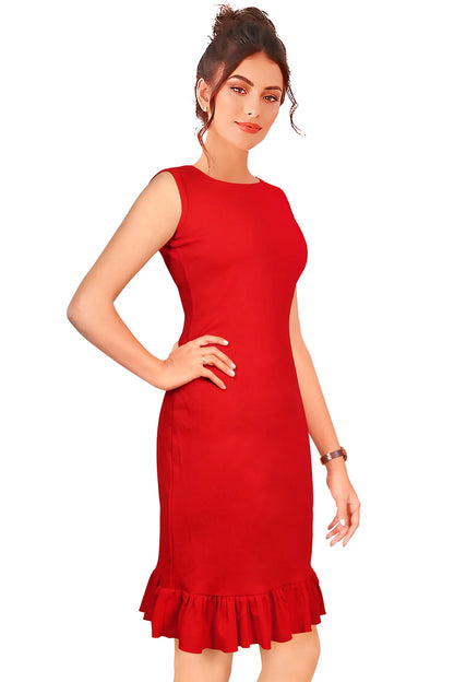 Fit and Flare Red Dress for Women – Sleeveless, Knee-Length Cocktail Dress, Perfect for Formal Events