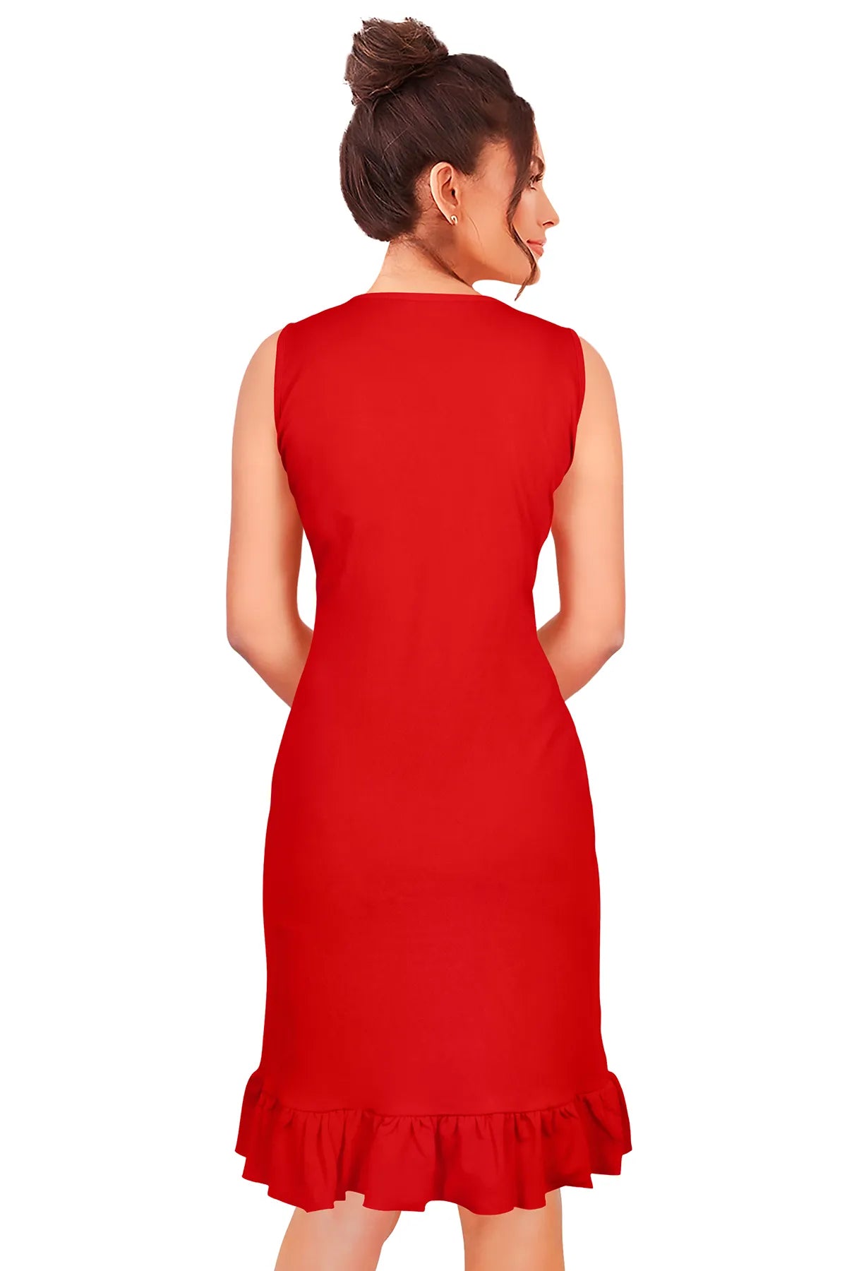 Fit and Flare Red Dress for Women – Sleeveless, Knee-Length Cocktail Dress, Perfect for Formal Events