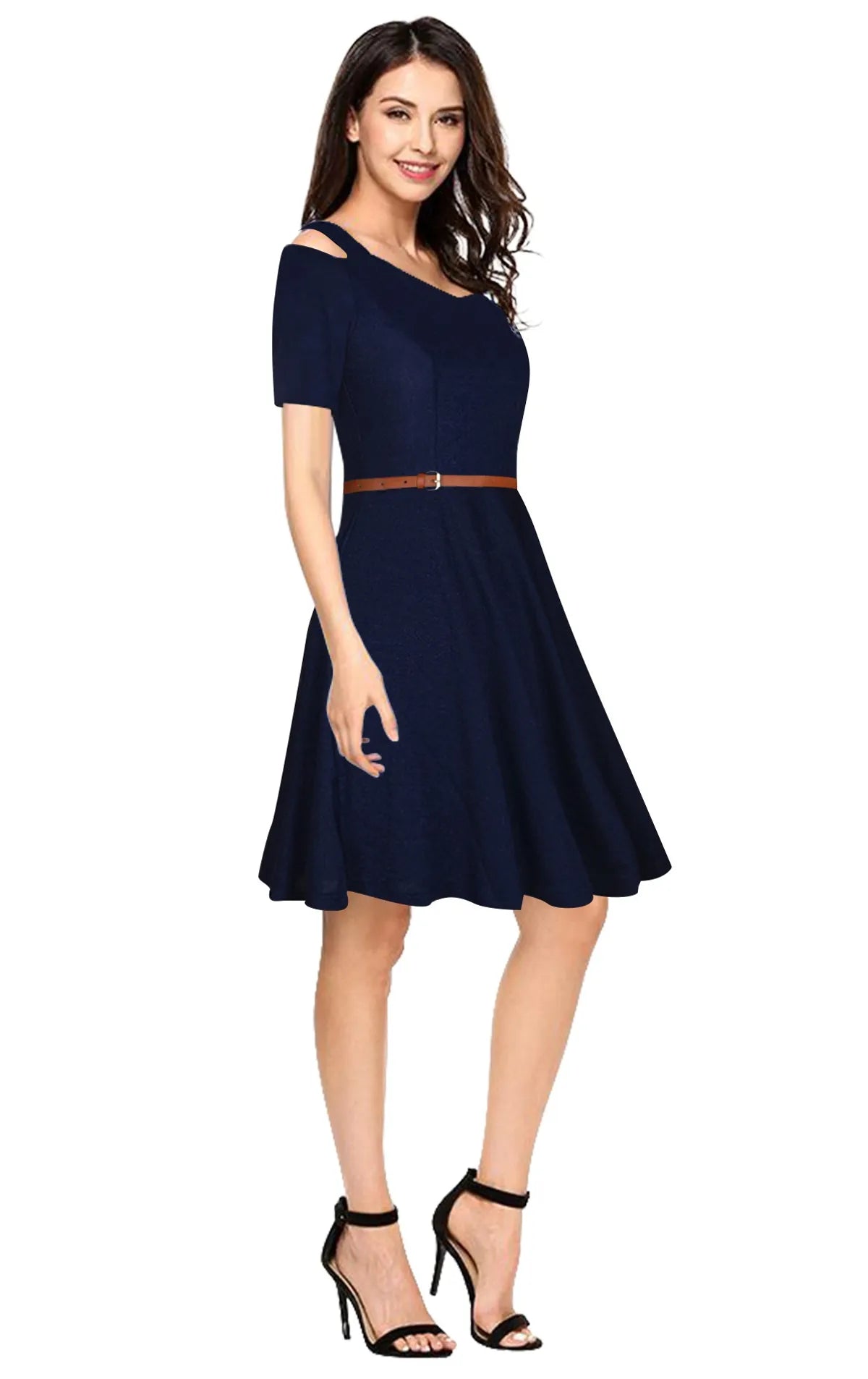 Fit & Flare Dress with Black Belt