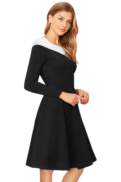 Colorblock Flare Dress – Yellow & Black