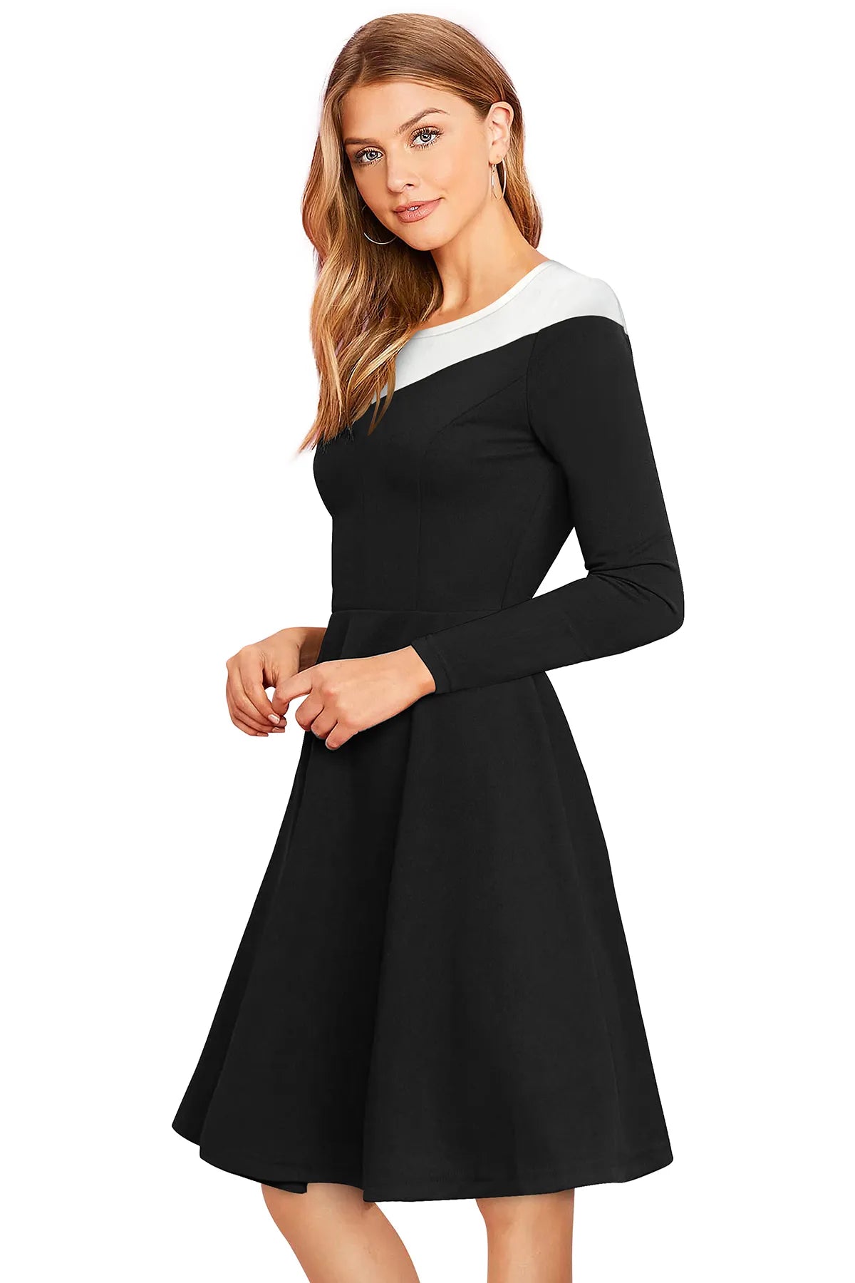 Colorblock Flare Dress – Yellow & Black