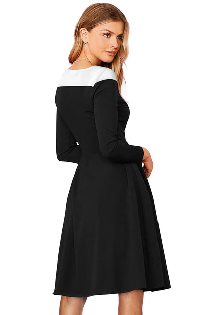 Colorblock Flare Dress – Yellow & Black