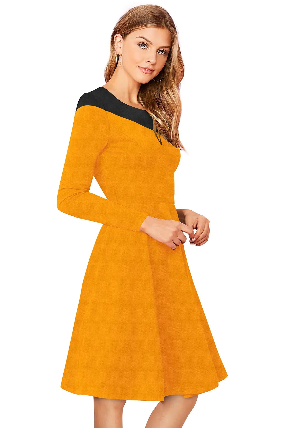 Colorblock Flare Dress – Yellow & Black