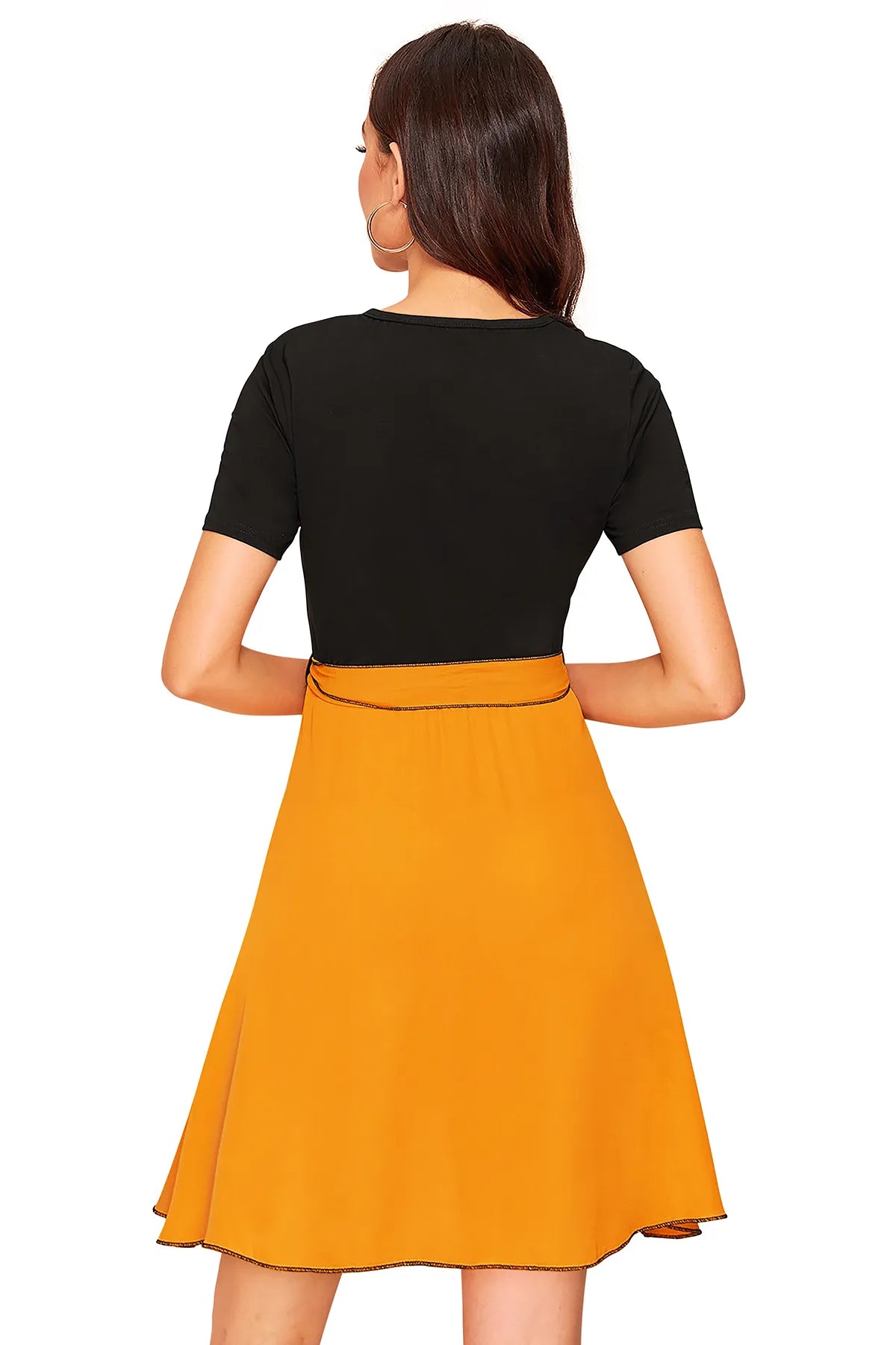 Women Colourblock Round-Neck Fit & Flare Dress