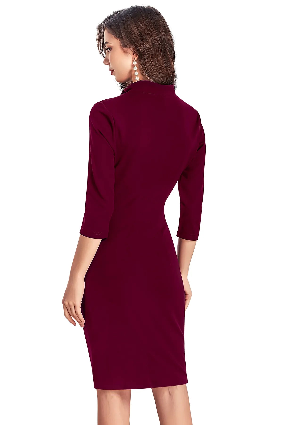 Women Bodycon Dress with Tie-Up Neck