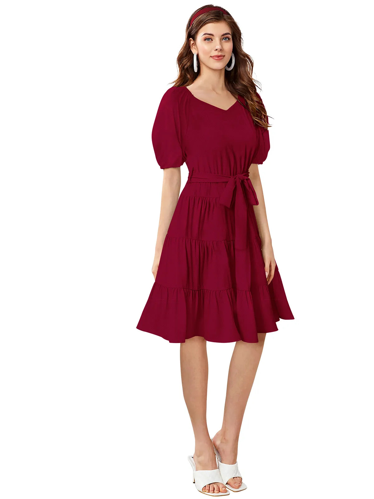 Burgundy Tiered Grace Dress