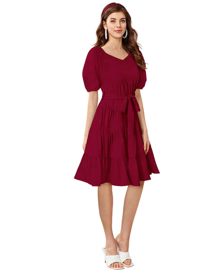 Burgundy Tiered Grace Dress