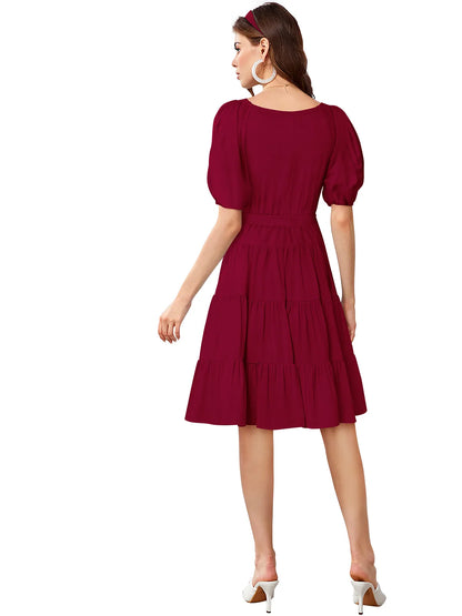 Burgundy Tiered Grace Dress