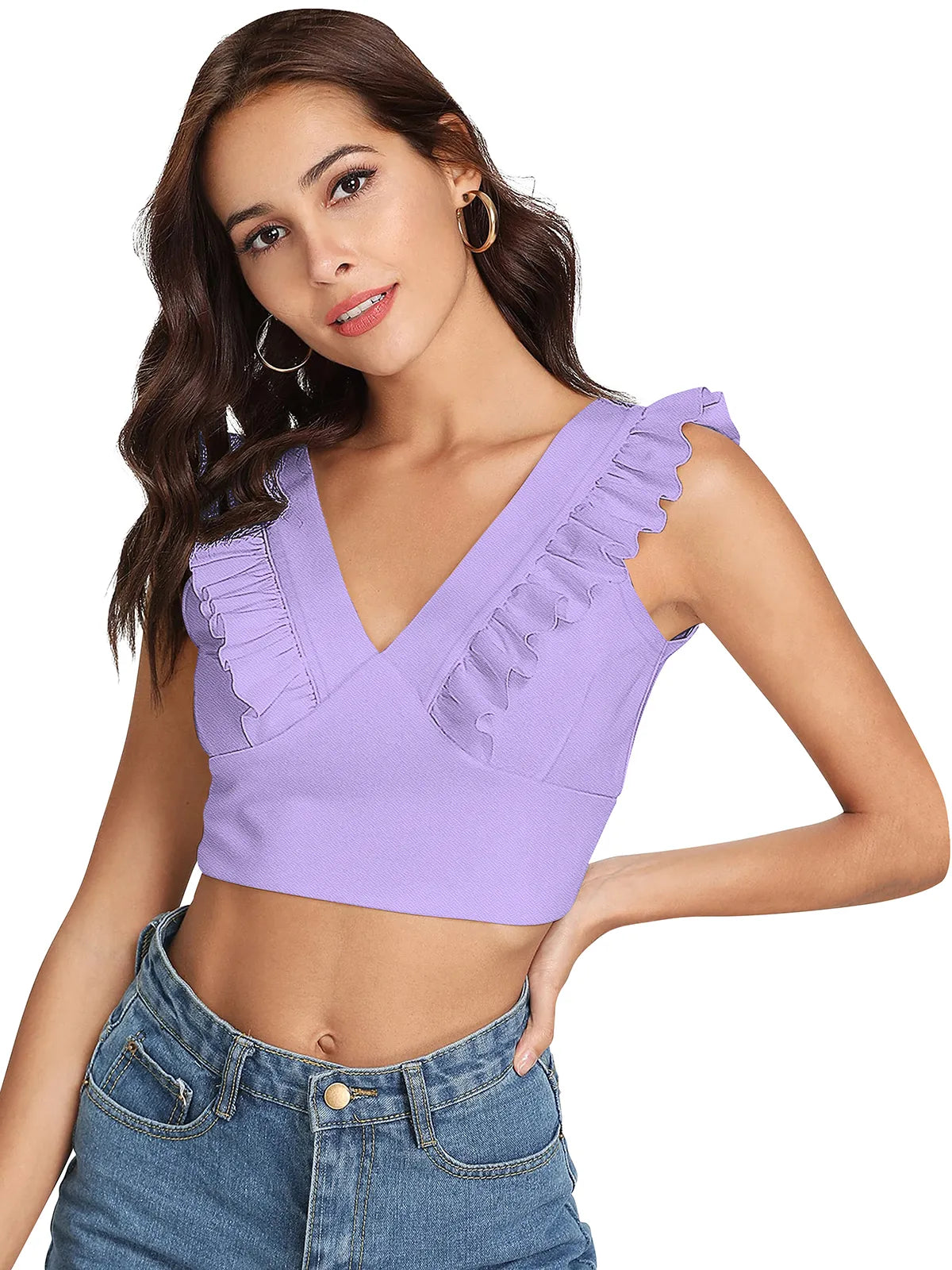 Lavender Ruffle Crop Top