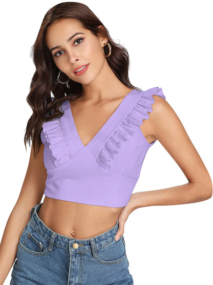 Lavender Ruffle Crop Top