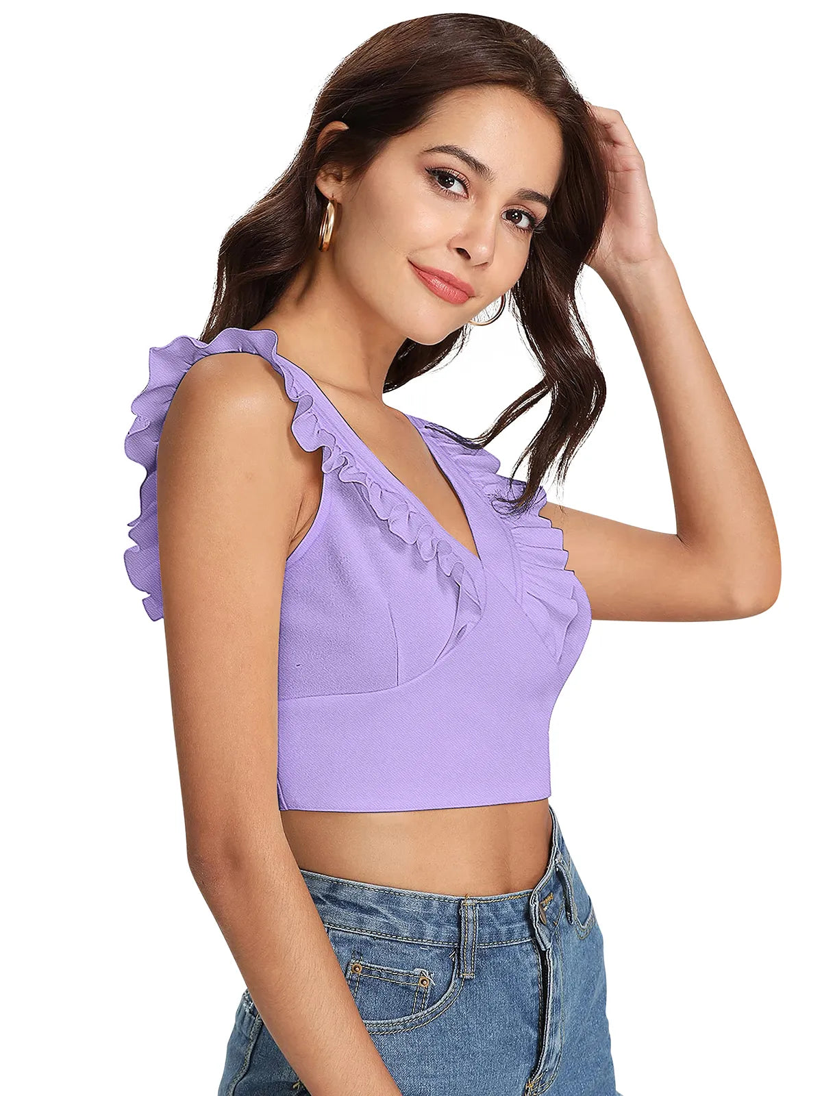 Lavender Ruffle Crop Top