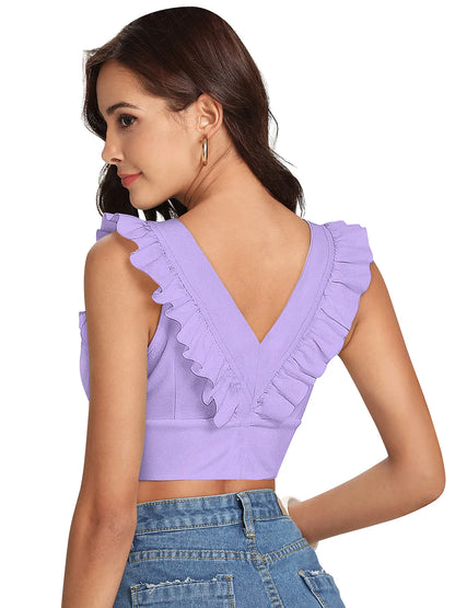 Lavender Ruffle Crop Top