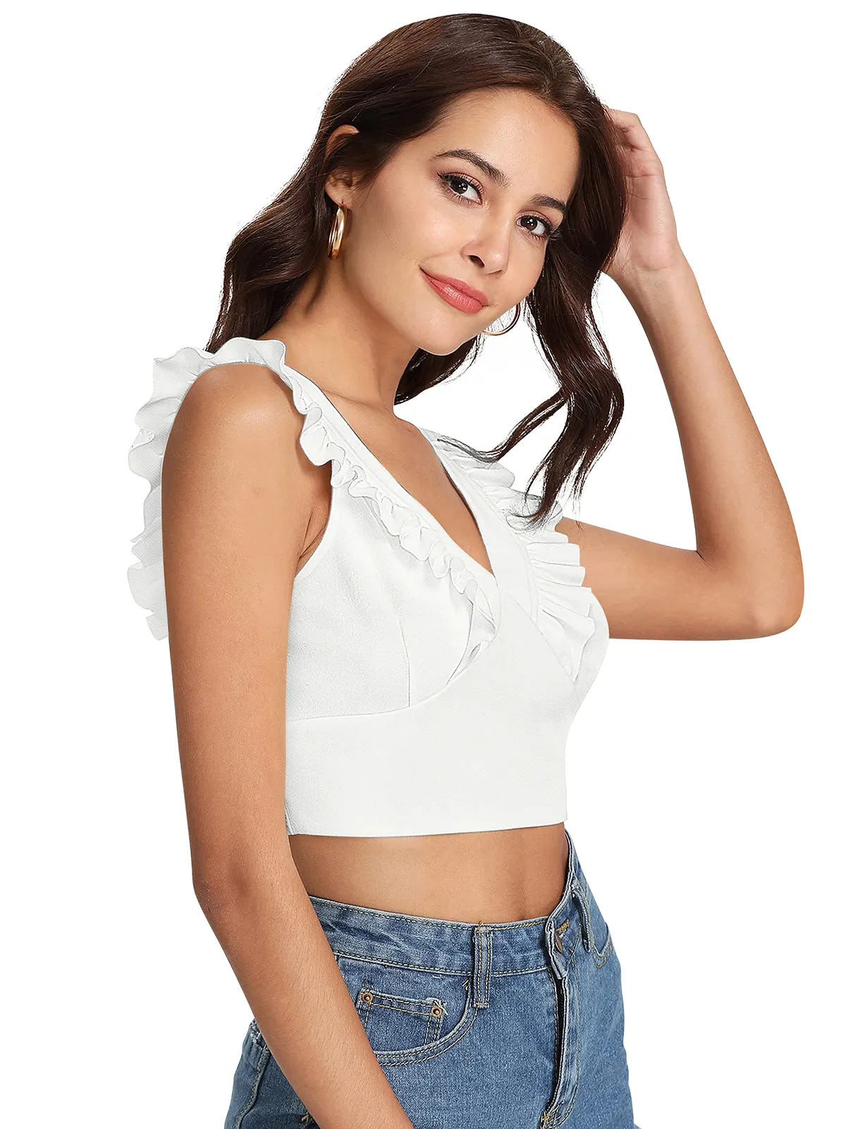 Lavender Ruffle Crop Top