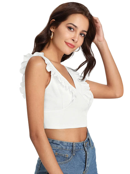 Lavender Ruffle Crop Top