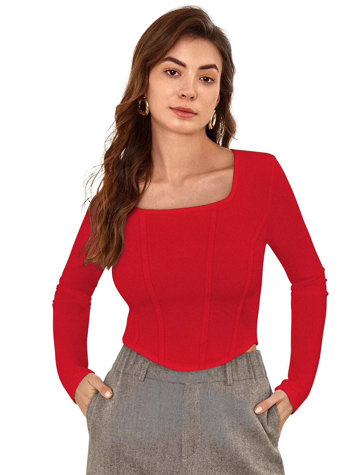 Structured Square-Neck Top
