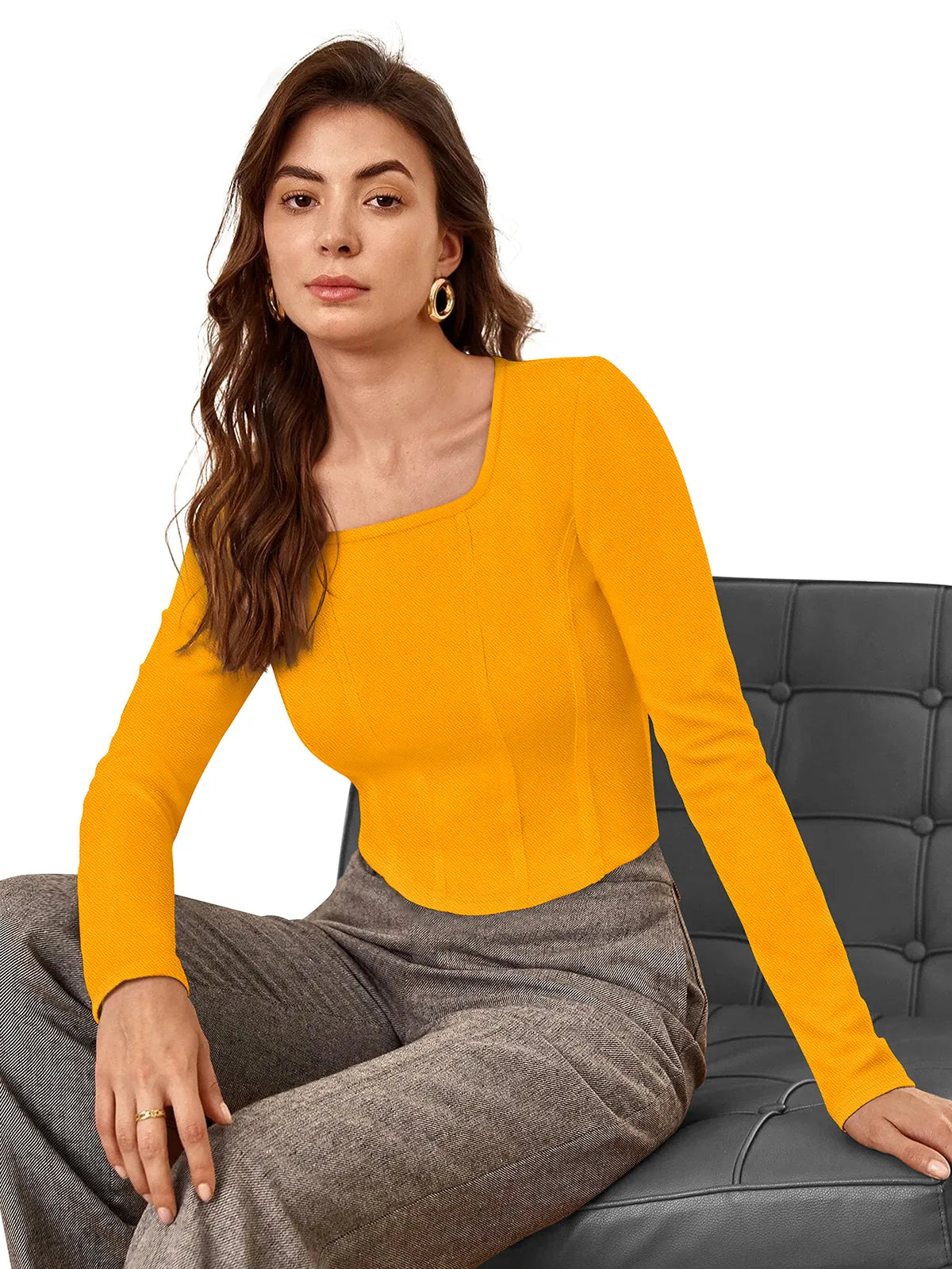 Structured Square-Neck Top