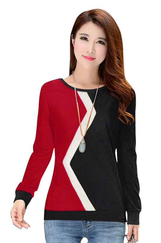 Long-Sleeved Red & Black Top