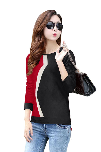 Long-Sleeved Red & Black Top