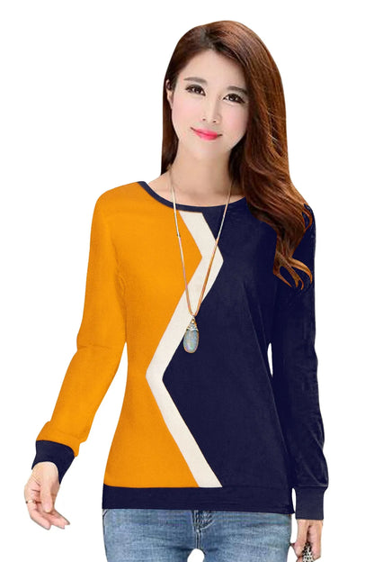 Long-Sleeved Yellow & Blue Top