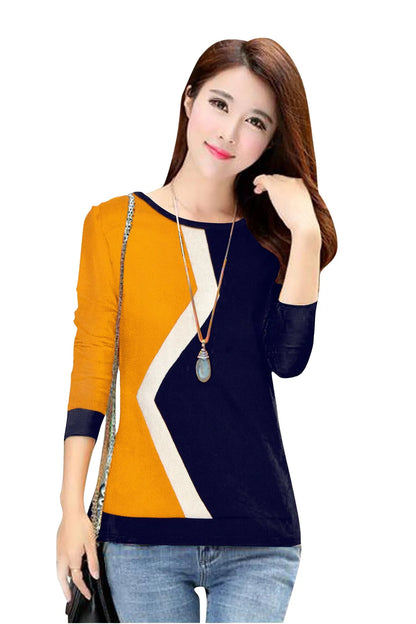 Long-Sleeved Yellow & Blue Top