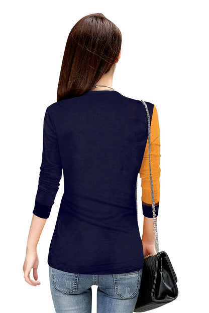 Long-Sleeved Yellow & Blue Top