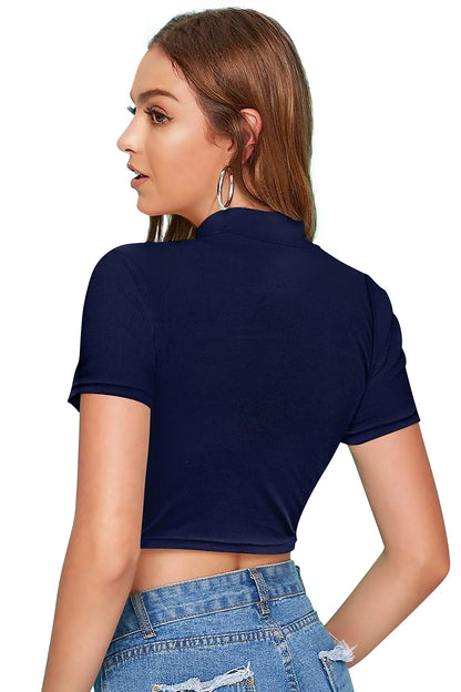 Trendy Color-block Cropped T-Shirt