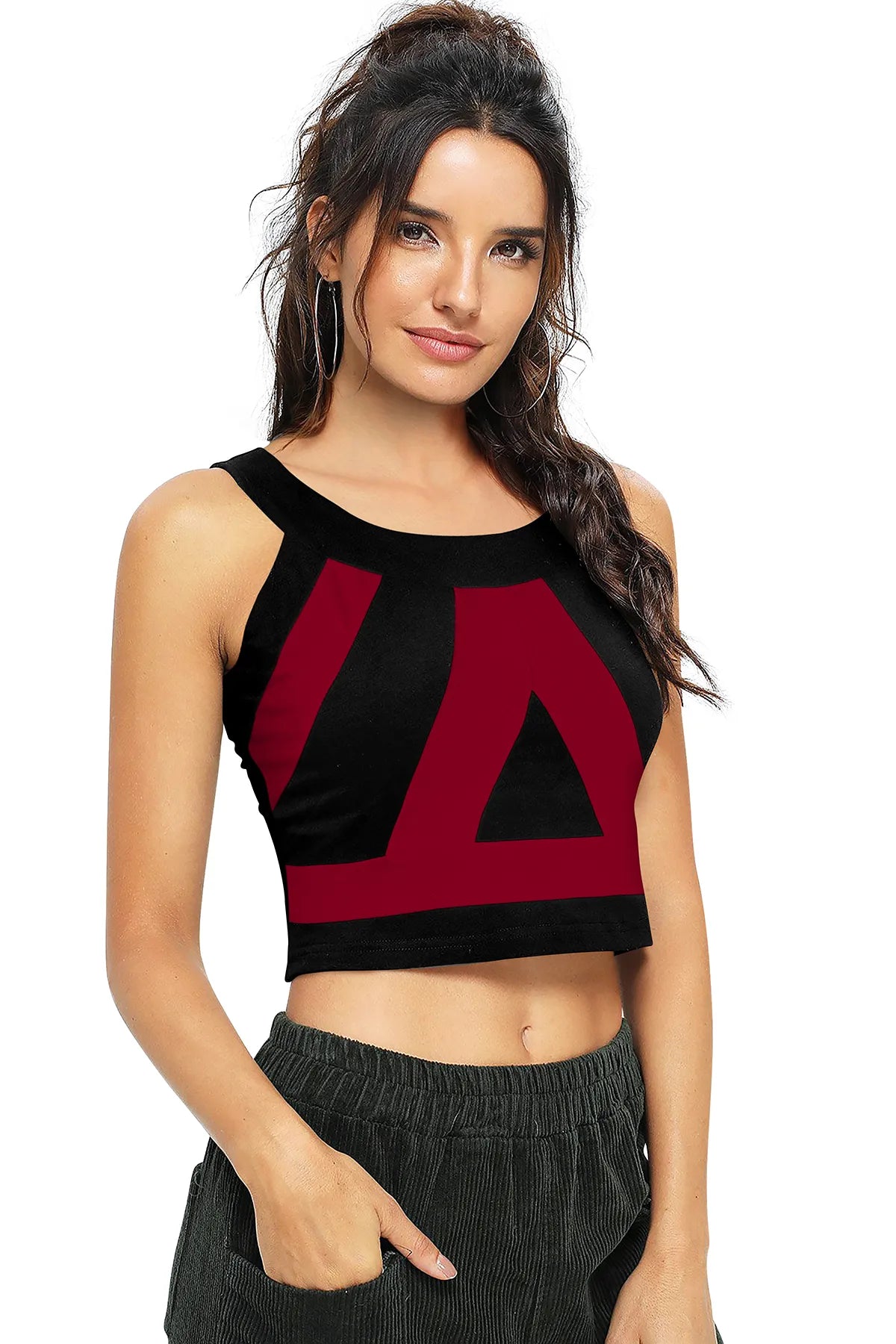 Geometric Striped Crop Tank