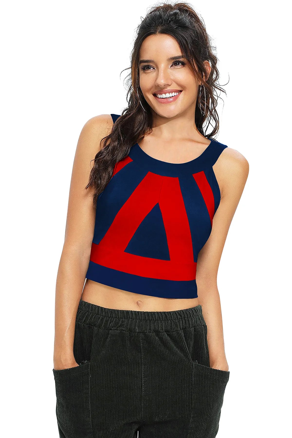 Geometric Striped Crop Tank