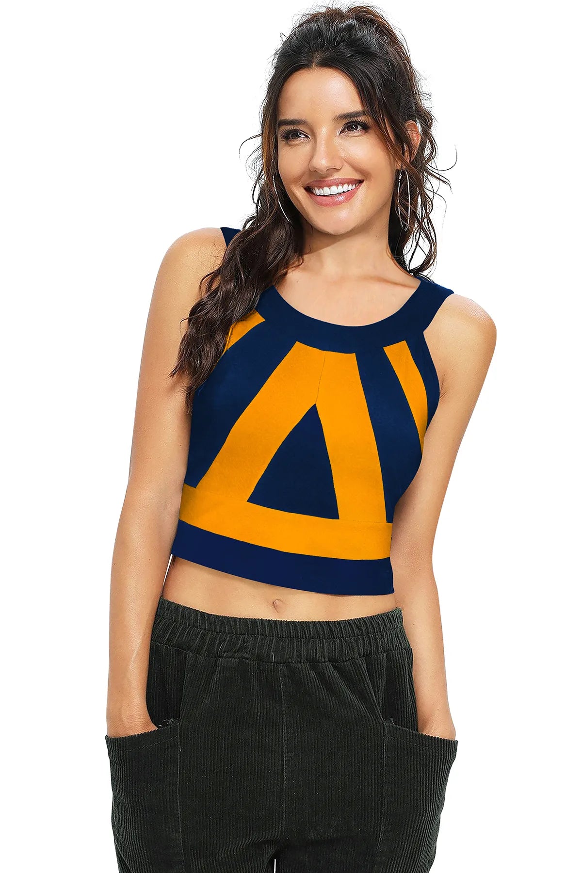 Geometric Striped Crop Tank