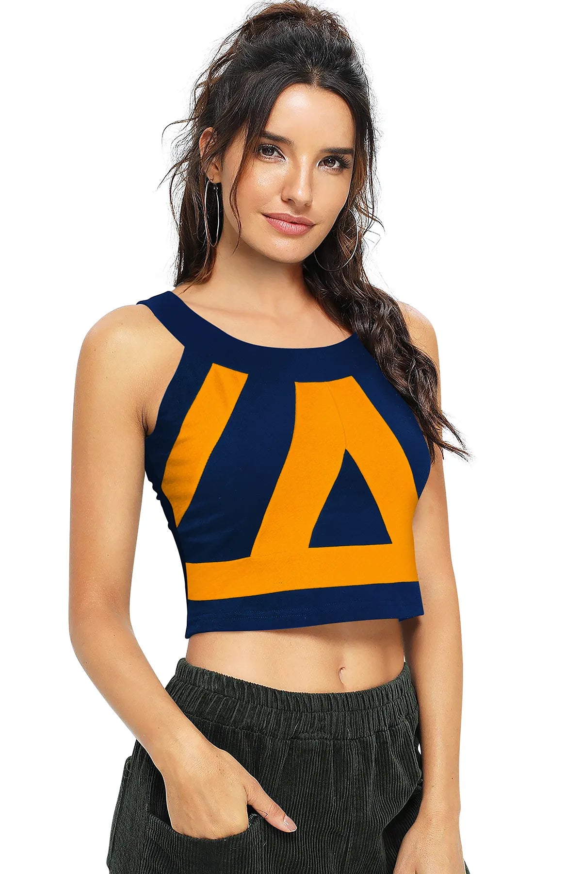 Geometric Striped Crop Tank