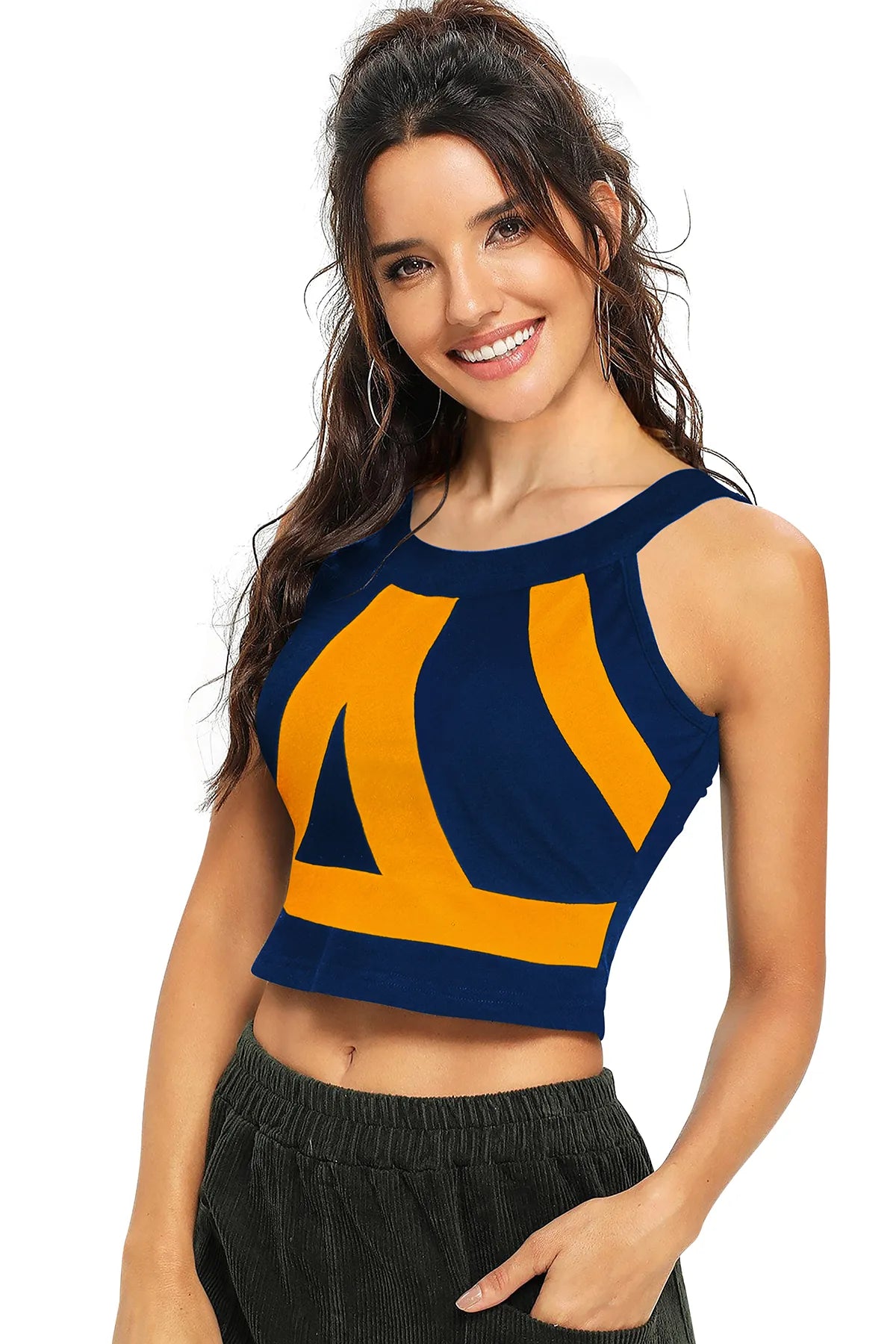 Geometric Striped Crop Tank