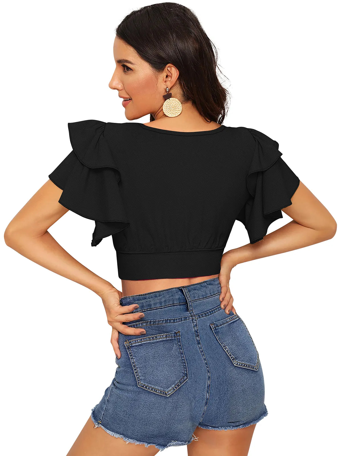 Ruffle Sleeve Crop Top