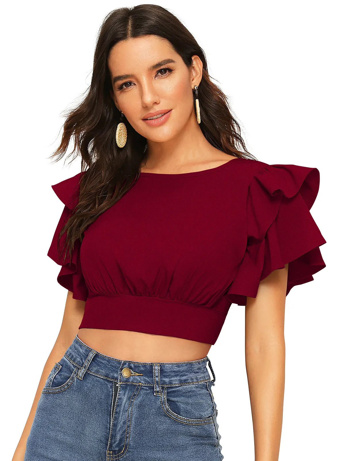 Ruffle Sleeve Crop Top