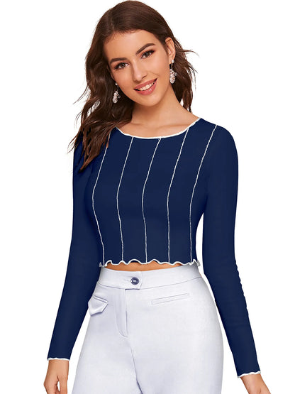 Vertical Stripe Cropped Top